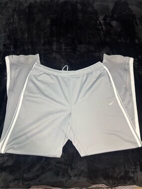 Nike Basketball Track Pants Men's Large Gray White Stripe Open Hem Vintage Loose